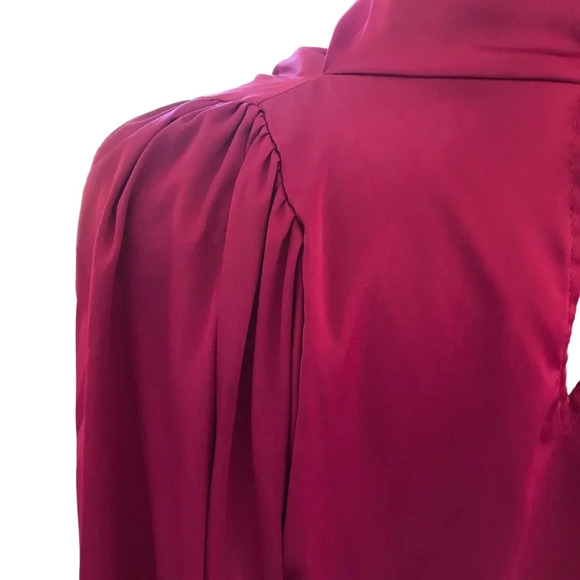 NWOT Joy Magenta Purple Satin Blouse - Picture 10 of 13